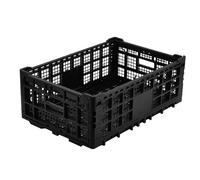 Garvee Cagette Plastique Pliable Empilable 52 L avec Poignées, Noir