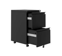 Garvee Caisson de Bureau 2 tiroirs avec Serrure - Métal Robuste sur roulettes - Rangement sous Bureau pour dossiers A4/Lettre/Légal - Prêt à l'emploi - Couleur : Noir