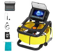 Garvee Caméra d'inspection canalisation 30m - Écran 4,3" DVR, caméra INOX 1200 Lignes Ø17mm, IP68, 12 LEDs, câble Fibre, Batterie 8500mAh - Plomberie, égouts, Ventilation