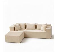 Garvee Canapé Modulaire d'angle en l 269 cm, Canapé Nuage en Velours Côtelé, Assise Profonde, sans Montage, Adapté Aux Animaux, Design Moderne pour Salon, Noir/Beige Disponible