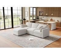 Garvee Canapé Modulaire d'angle en L, Canapé 4 Places Surdimensionné, Forme U ou L, Tissu Chenille, Assise Profonde, Ottoman Amovible, Convertible, pour Salon, Appartement ou Bureau, Beige
