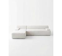 Garvee Canapé Modulaire Nuage 108", Canapé d'angle en l avec Chaiselongue, Tissu Velours Côtelé, Coussin en Mousse à Mémoire, sans Assemblage, pour Salon, Appartement, Gris/Blanc