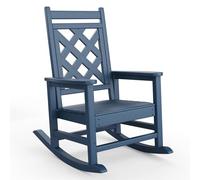 Garvee Chaise berçante Adirondack extérieurérieur HDPE - Résistante aux intempéries - Capacité 380 kg - Accoudoirs Larges - Installation Facile - Textérieurure Bois - Embossed Wood Grain-Navy Blue