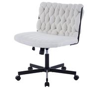 Garvee Chaise Croisée avec roulettes, Fauteuil De Bureau Moderne sans Accoudoirs avec roulettes - Siège Extra Large Et Confortable pour Bureau, Vanity Ou Salon