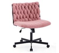 Garvee Chaise Croisée avec roulettes, Fauteuil De Bureau Moderne sans Accoudoirs avec roulettes - Siège Extra Large Et Confortable pour Bureau, Vanity Ou Salon