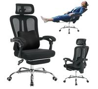 Garvee Chaise De Bureau, Ergonomique Haut avec Dossier Maille - Repos-Pieds Rétractable, Appuie-Tête Et Lombaire Réglables - Chaise Bureau Large avec roulettes pour Bureau Ou Chambre