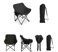 Garvee Chaise de Camping Pliante 150 kg - Dossier Confortable - Ultralégère avec Porte-gobelet et Sac de Transport - Idéale Pique-Nique, pêche, randonnée, Jardin, Balcon, extensionérieur - Tissu Noir