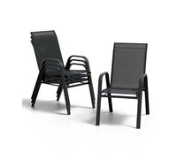 Garvee Chaise de Jardin empilable Lot de 4 - Dossier Haut, Structure métal Robuste, Assise tsupplémentaireilène résistante, idéale terrasse/pelouse/Balcon/Jardin - Couleur : Noir