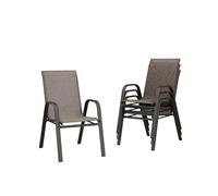 Garvee Chaise de jardin empilable lot de 4 - Métal et tsupplémentaireilène, résistante intempéries et rouille, idéale terrasse, balcon, jardin - Black spray + marron 2*1 Tsupplémentaireilene, 4 pièces