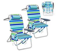 Garvee Chaise de Plage Adulte Dossier Haut - Pliante et légère, 5 Positions réglables, Sac à Dos intégré, Poche téléphone, Porte-gobelet, Pochette Isotherme, Barre à Serviette - Idéale Camping