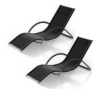 Garvee Chaise Longue de Jardin Ergonomique Lot de 2 - Tissu tsupplémentaireilène séchage Rapide - Structure en Fer Robuste, appuie-tête Inclus - pour Piscine, terrasse, Plage, Jardin - Résistante