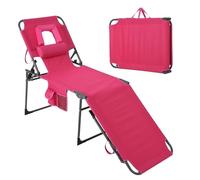 Garvee Chaise Longue Pliante pour Bronzage, Dossier 5 Positions Réglable | Avec Ouverture Visage, Portable Et Confortable, Idéale pour Plage, Piscine, Jardin Et Terrasse