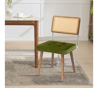 Garvee Chaises De Salle à Manger en Rotin Naturel - Accentuées De Simili-Cuir, Dossier Courbé Et Pieds en Bois Robustes - pour Cuisine, Salle à Manger, Restaurant