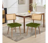 Garvee Chaises De Salle à Manger en Rotin Naturel - Accentuées De Simili-Cuir, Dossier Courbé Et Pieds en Bois Robustes - pour Cuisine, Salle à Manger, Restaurant