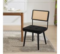 Garvee Chaises De Salle à Manger en Rotin Naturel - Accentuées De Simili-Cuir, Dossier Courbé Et Pieds en Bois Robustes - pour Cuisine, Salle à Manger, Restaurant