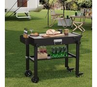Garvee Chariot Barbecue Pliable pour Plancha, Table Roulante Extérieure