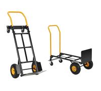 Garvee Chariot de Jardin Convertible 2-en-1 - Capacité 800 LB - Robuste avec 4 Roues Anti-crevaison, poignée télescopique Pliante - Idéal entrepôt, déménagement, Bureau, Jardin - Noir et Orange | 800