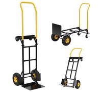 Garvee Chariot de Jardin Polyvalent 2-en-1 - Capacité 400 LB - Pliable, poignée réglable, Roues Anti-crevaison 8" - pour logistique, Transport, Bureau, Courses - Noir et Jaune Load 400LB