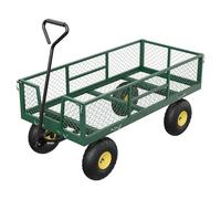 Garvee Chariot de Jardin Robuste 900LBS - Sides en Maille Amovibles - Poignée réglable - Pneus 25 cm - Corps Vert, poignée Noire, Rayons Jaunes