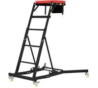 Garvee Chariot de Mécanicien Haut Réglable 125 à 176 cm avec Échelle, Tabouret d'atelier Mobile Charge 181 kg, Sommier de Mécanicien Surélevé pour Réparation Auto Garage (Noir)