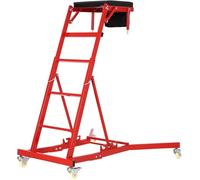 Garvee Chariot de Mécanicien Haut Réglable 125 à 176 cm avec Échelle, Tabouret d'atelier Mobile Charge 181 kg, Sommier de Mécanicien Surélevé pour Réparation Auto Garage (Rouge)