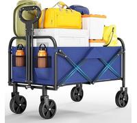 Garvee Chariot De Plage XL Jusqu'à 172Kg, Chariot De Transport Pliable avec Roues Pivotantes à 360° De 20 cm De Large, Idéal Camping, Pique-Nique, Shopping, Jardin Et Sport - Bleu