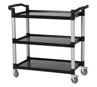 Garvee Chariot de Service Robuste 3 étagères avec Roues verrouillables, capacité 160 kg, Noir, pour Restauration/Nettoyage