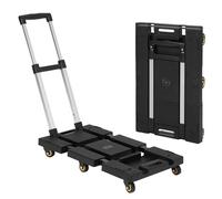 Garvee Chariot Roulant Pliable de Bureau - Capacité 80 kg, Base en Plastique, 6 Roues, poignée réglable, 2 Sangles élastiques - Portable, idéal Bagages, Courses, Professionnel - Plateau en Plastique