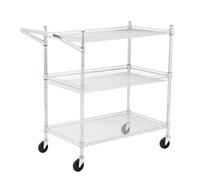 Garvee Chariot Utilitaire Professionnel 3 Niveaux, Acier Inoxydable, poignées Basses, roulettes Robustes, étagère de Rangement Multifonction pour Cuisine, Bureau, buanderie, Restaurant - Stockage et