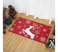 Garvee Christmas Red Rug, Holiday Christmas Deer Pattern Door Mat Welcome Mat, Polka Dot Flower Pattern for Bedroom Living Room Entry Decor