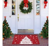Garvee Christmas Red Rug, Welcome Mat with Christmas Tree and Snowflakes for Bedroom Living Room Entry Decor