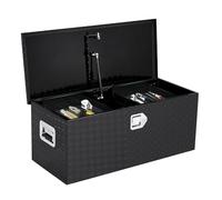 Garvee Coffre à outils camion aluminium robuste - Étanche, verrouillable, plaque diamant étoile noire - Poignées latérales, 1 boîte coulissante - Idéal pick-up/remorque - 30x15x15 cm - Offre spéciale