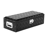 Garvee Coffre à Outils en Aluminium Massif - Étanche, Serrure, poignées latérales - pour Pick-up, remorque, lit Camion, mécanique - 39x13x10 Pouces - Plaque diamantée Noire Cinq Bandes - Modèle