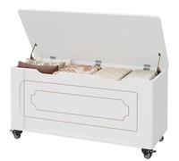 Garvee Coffre De Rangement, Banc De Rangement à 4 roulettes, Coffre à Couvertures en Bois De 100 cm (39,4 Po) avec 2 Charnières De Sécurité, Coins Arrondis, Supporte Jusqu'à 159 kg (350 LB), Blanc