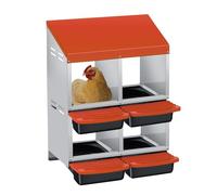 Garvee Collecte Efficace des œufs - Boîte de Nidification à 4 Compartiments, Deux Niveaux - Acier galvanisé, tiroir à œufs incliné - Toit ventilé, Nettoyage aisé - Double Couche, Couleur Orange,