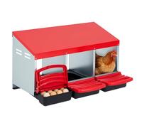 Garvee Collecte Facile des œufs - Boîte de Ponte 3 Compartiments pour Poules - Métal Robuste, perchoir basculant, Nettoyage aisé, Montage Peinture Murale - Idéal poulailler et élevage - Rouge
