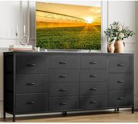 Garvee Commode, 160cm Commode de Chambre à Coucher 14 Tiroirs en Tissu, Meuble TV, Téléviseur, Meuble de Rangement pour Chambre d'enfants,Chambre à Coucher, Armoire, Salon, Couloir (Brun) (Deco)
