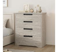 Garvee Commode 4 Tiroirs Spacieuse, Meuble de Rangement Vertical Moderne pour Chambre, Salon, Entrée, Bois MDF+PB Gris, Poignées Intégrées, Organisation Vêtements et Objets Déco,77 * 39 * 91.5 cm