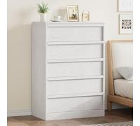 Garvee Commode 5 Tiroirs en Chêne Naturel, Grand Meuble De Rangement Moderne pour Salon, Entrée, Chambre d’Enfant Ou Couloir, Tiroirs Coulissants Lisses