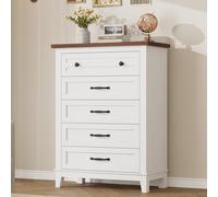 Garvee Commode 5 Tiroirs pour Chambre à Coucher, Chiffonnier Vertical en Bois 105 cm De Hauteur, Grande Capacité De Rangement, Meuble De Rangement Autoportant pour Chambre, Salon, Entrée Et Bureau