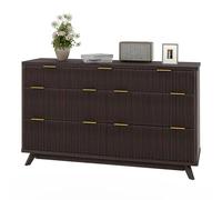 Garvee Commode 7 Tiroirs, Design Moderne Strie Et Courbé, Rangements Amples pour Chambre, Salon Ou Couloir, Meuble Haut Et Stable avec Sécurité Enfants, Facile à Nettoyer