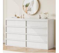 Garvee Commode 8 Tiroirs Double, Grande Capacité de Rangement Moderne et Organisée pour Salon Chambre ou Couloir, Blanche