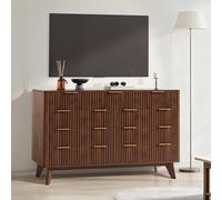 Garvee Commode 9 Tiroirs, Design Moderne Strie Et Courbé, Rangements Amples pour Chambre, Salon Ou Couloir, Meuble Haut Et Stable avec Sécurité Enfants, Facile à Nettoyer