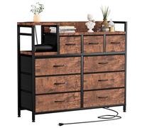 Garvee Commode 9 Tiroirs, Multifonction avec Station De Charge, Meuble TV & Rangement Chambre, Organisation Dressing, Appartement & Chambre d'enfant, Design Moderne