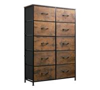 Garvee Commode à 10 Tiroirs, Revêtement en Tissu, Poignées Faciles à Tirer, Structure Robuste en Acier, Conception Durable, Meuble De Rangement pour Chambre, Dressing, Salon