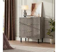 Garvee Commode à 3 Tiroirs, Commode Moderne avec Pieds en Métal, Table De Chevet en Bois avec Espace De Rangement Et Dispositif Anti-Basculement pour Salon, Chambre, Couloir