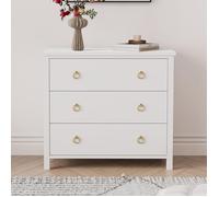 Garvee Commode avec 3 Tiroirs, Meuble de Rangement pour Chambre, Salon ou Dressing, Blanc