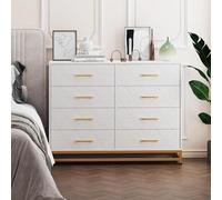 Garvee Commode Blanche à 8 Tiroirs pour Chambre Et Dressing, Haute, avec Glissières à Fermeture Douce Et Kit Anti-Basculement | Hauteur : 92 cm (36,2 Po), Rangement Peu Encombrant