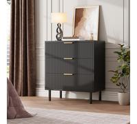 Garvee Commode Chambre avec 3 Tiroirs, Meuble de Rangement Moderne avec Pieds en Métal, Commode en Bois pour Salon et Entrée 70x40x77 cm
