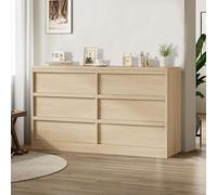 Garvee Commode De 6 Tiroirs, Meuble De Rangement pour Chambre à Coucher, Commode en Bois pour Salon, Chambre Et Couloir, 119 x 40 x 74 cm